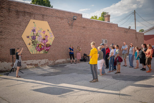Crowd Flowers and Pollinators Poultney Downtown Mural Initiative